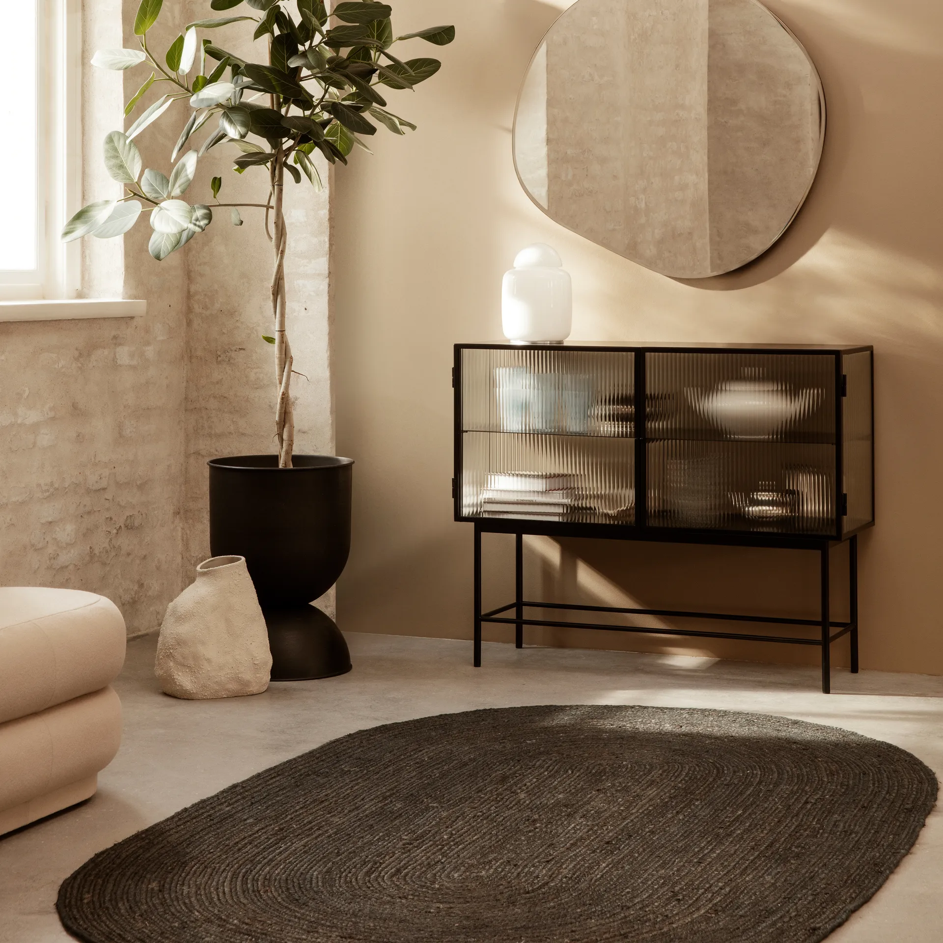 Eternal juteteppe oval small, Black Ferm Living