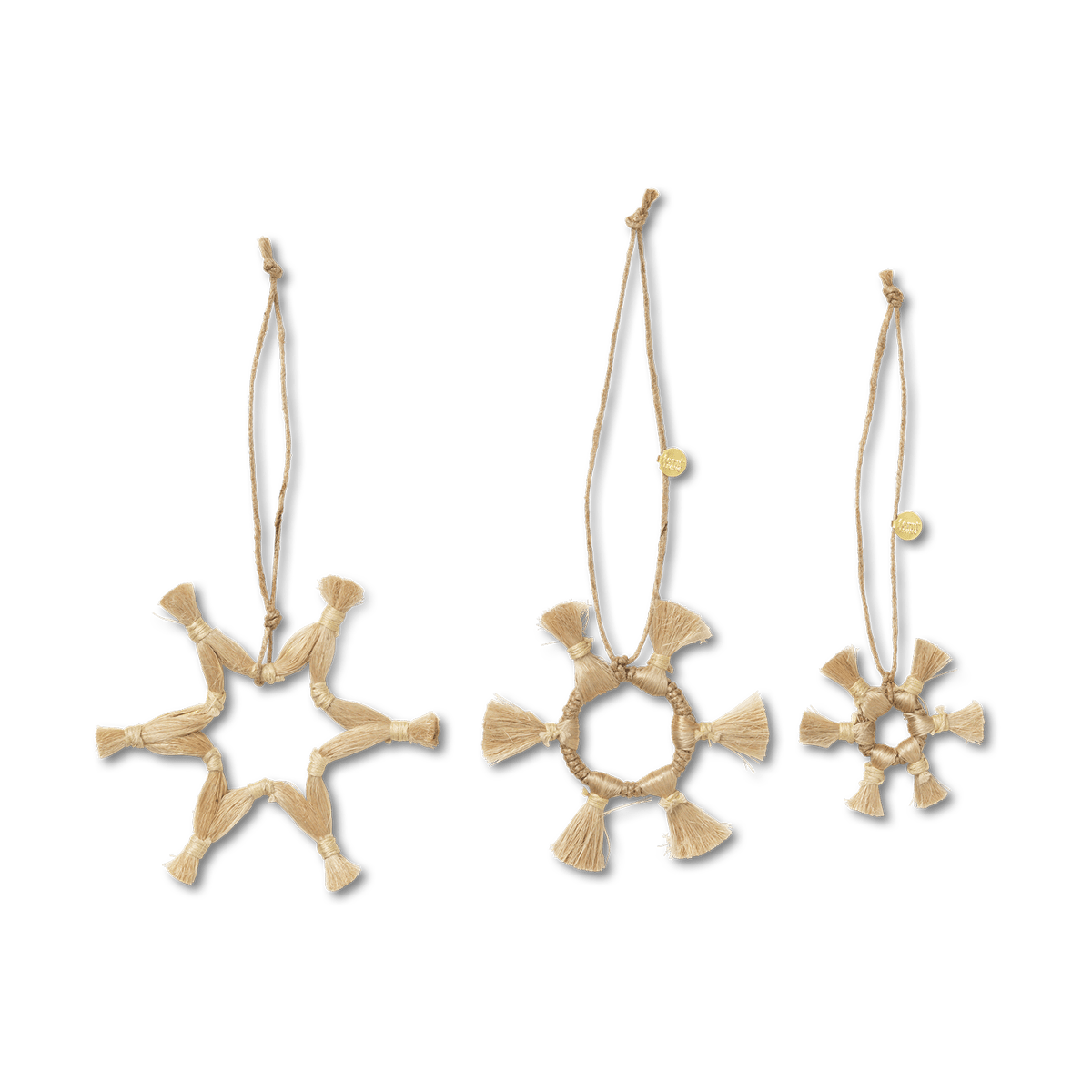 Ferm Living Ferm Living Jute Stars juletreanheng 3 deler Natural