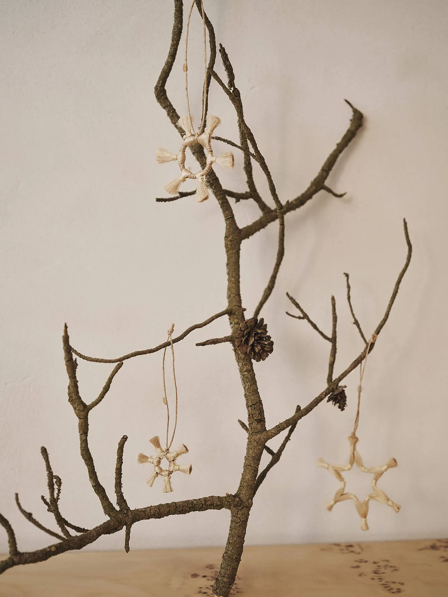 Ferm Living Jute Stars juletreanheng 3 deler, Natural Ferm Living