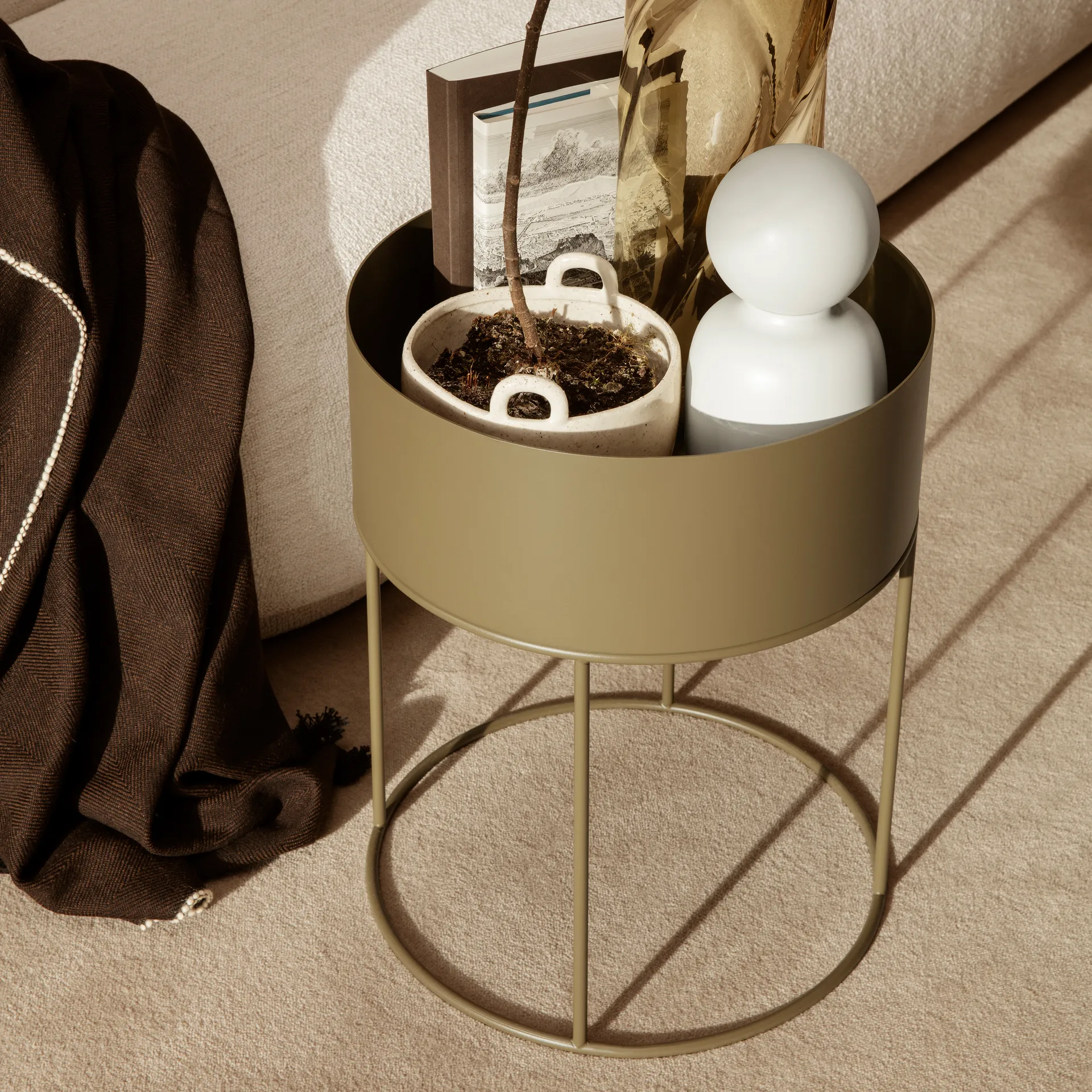 Ferm Living Plant Box Rund, Olive Ferm Living