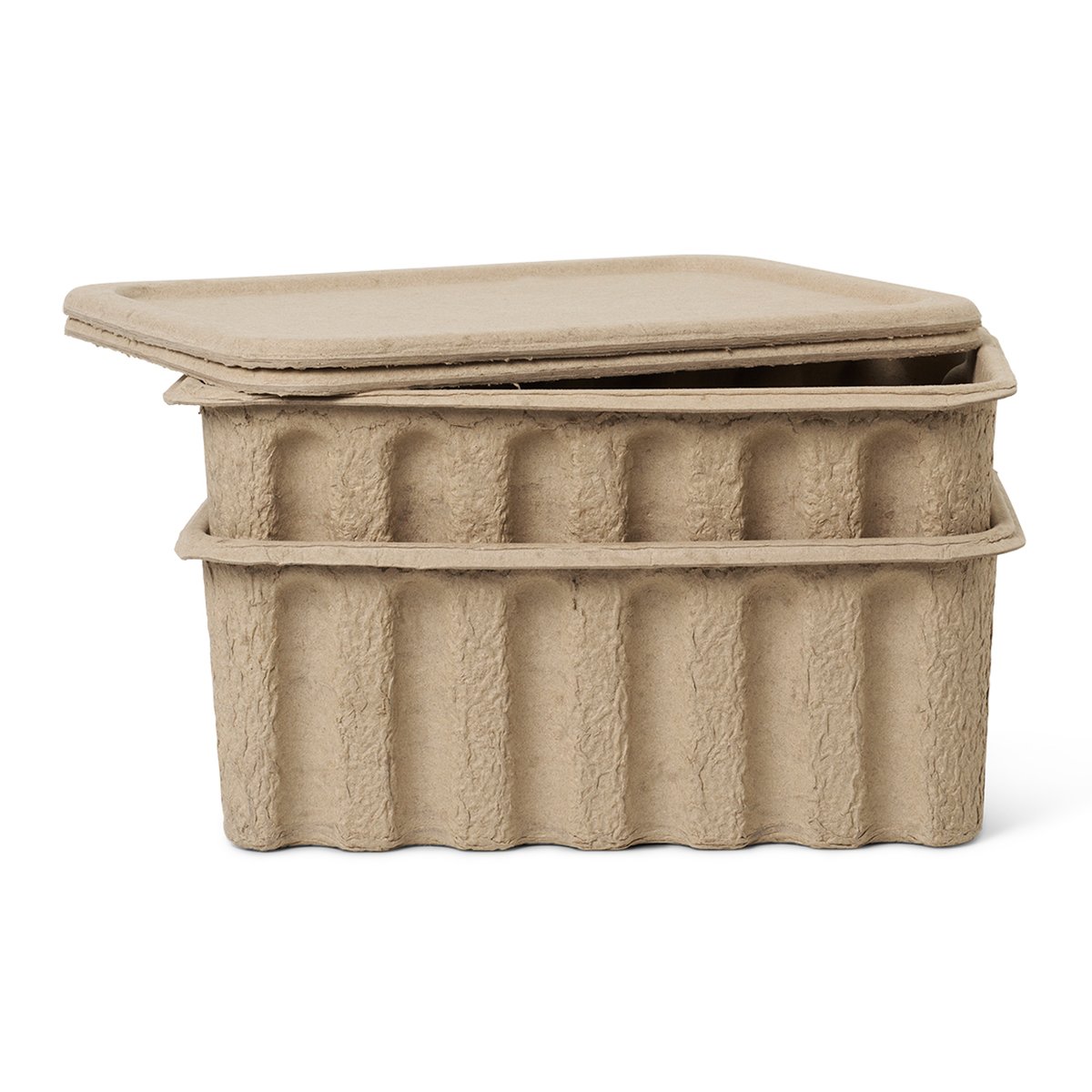 Ferm Living Ferm oppbevaringseske papir med lokk 2-pakning Brun