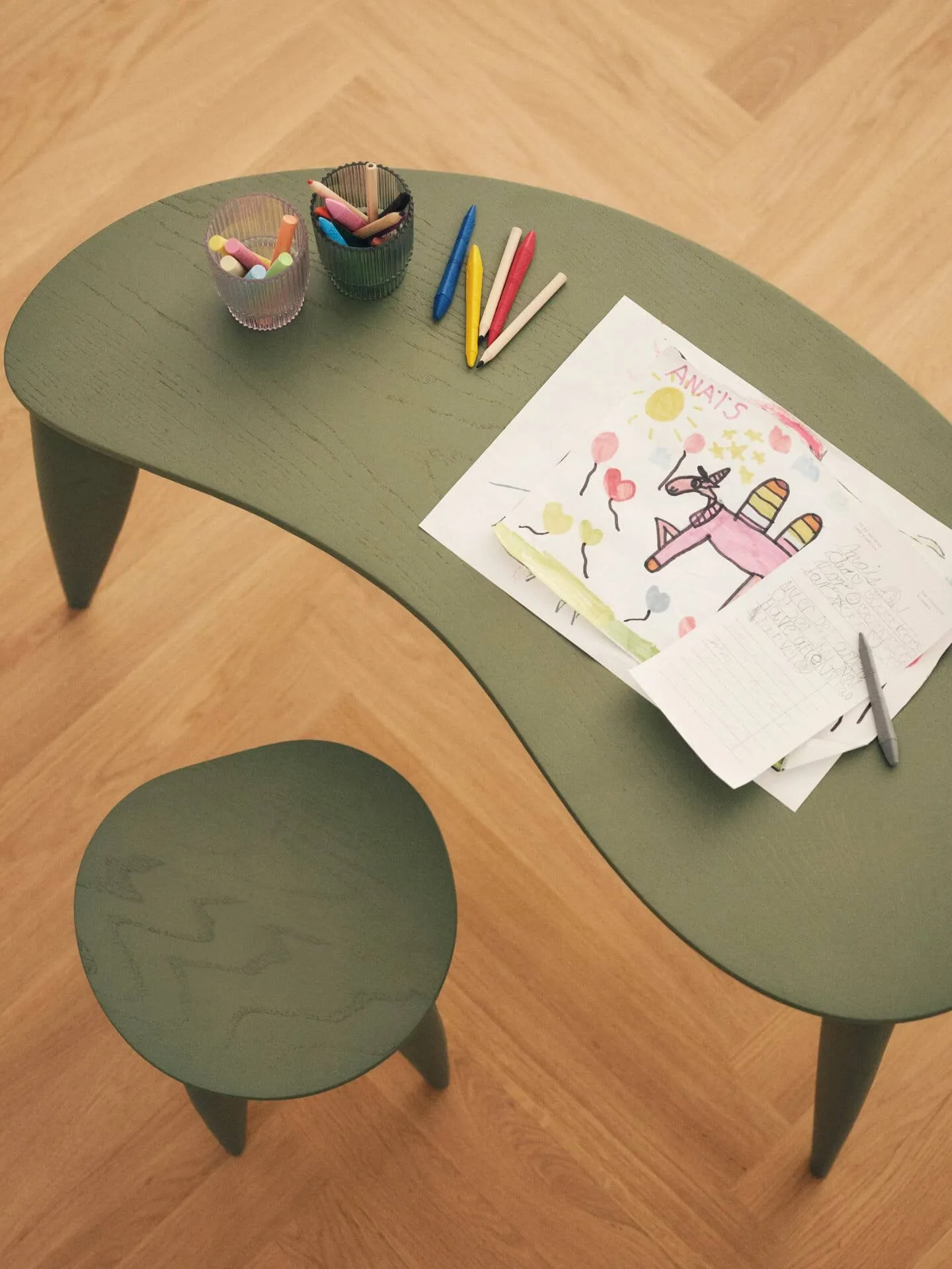 Feve kids rund krakk, Elm green Ferm Living