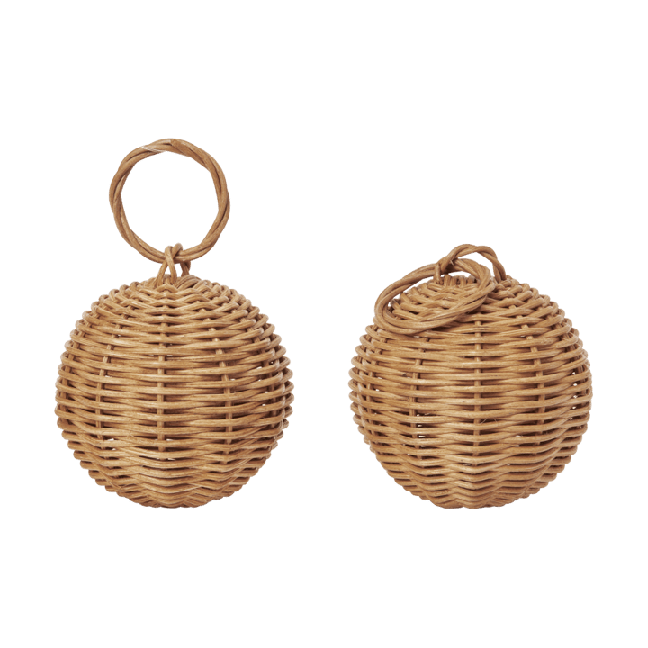Flettede baubles julepynt Ø8 cm 2-pakning - Naturlig - Ferm Living
