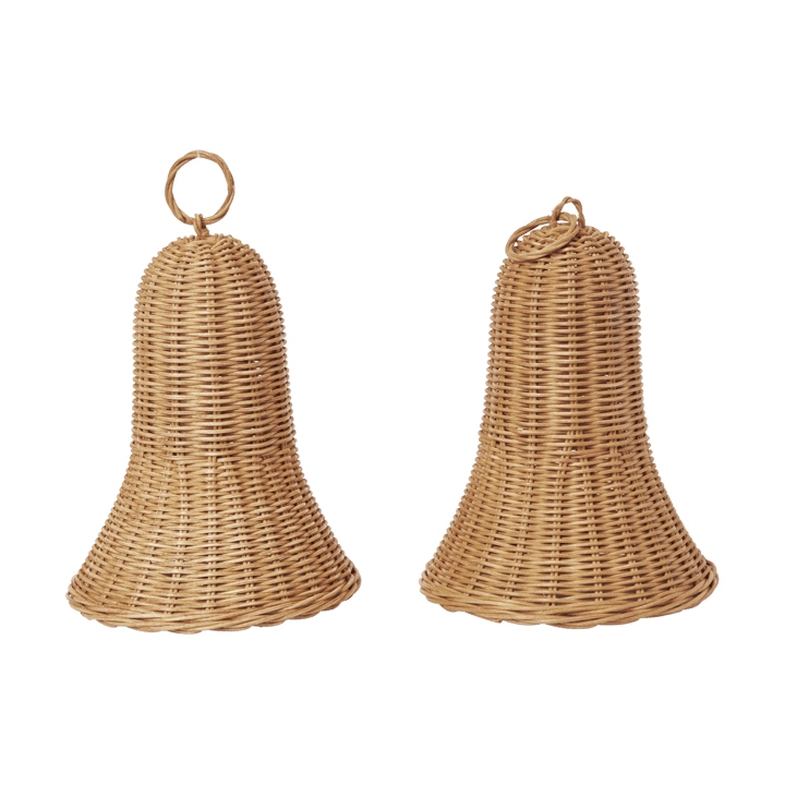 Flettede bjeller julesmykke 20 cm 2-pack - Naturlig - Ferm Living