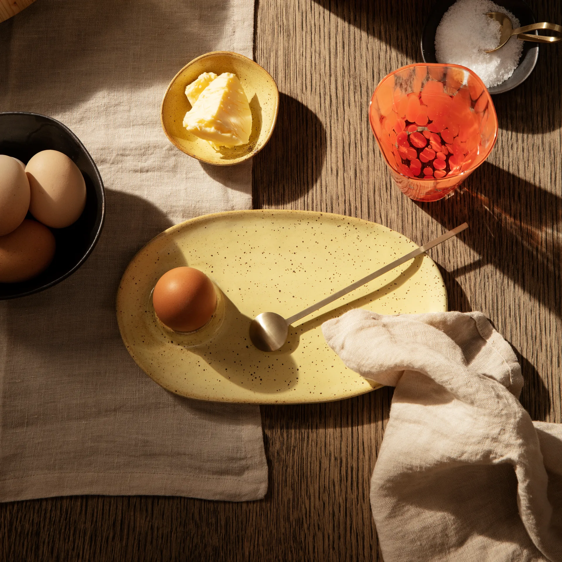 Flow frokosttallerken 14x23,5 cm, Yellow speckle Ferm Living