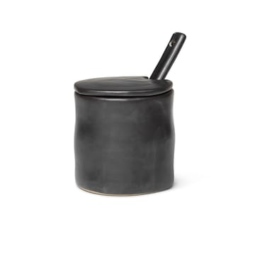 Flow syltetøykrukke med skje - Svart - Ferm Living