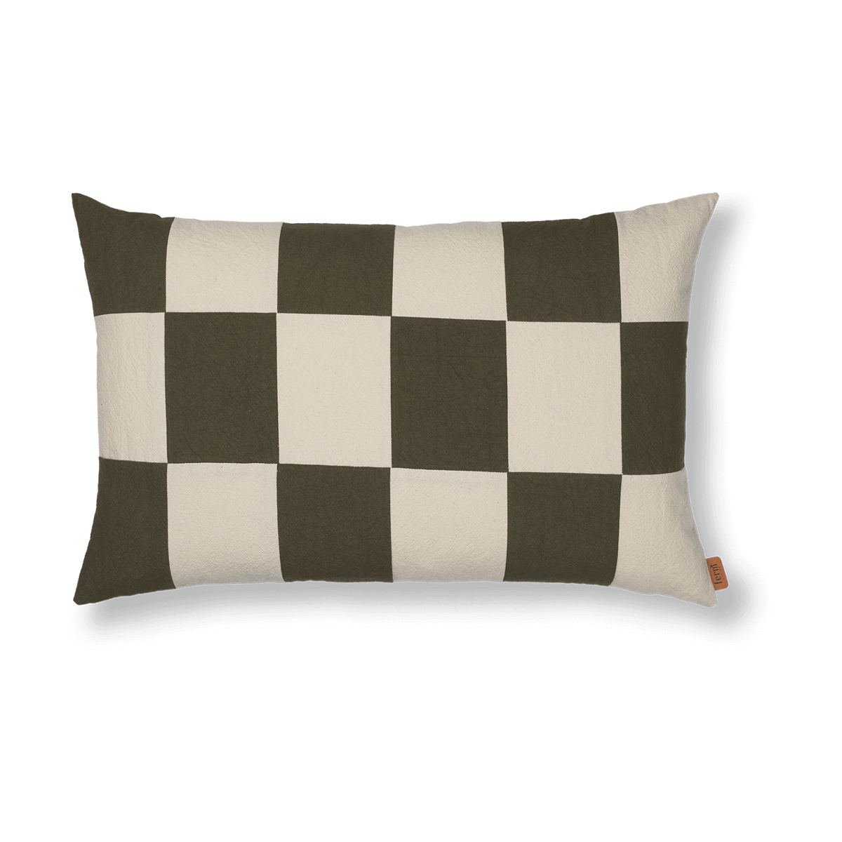 Bilde av Ferm Living Fold patchwork putetrekk 40x60 cm Dark Olive -undyed
