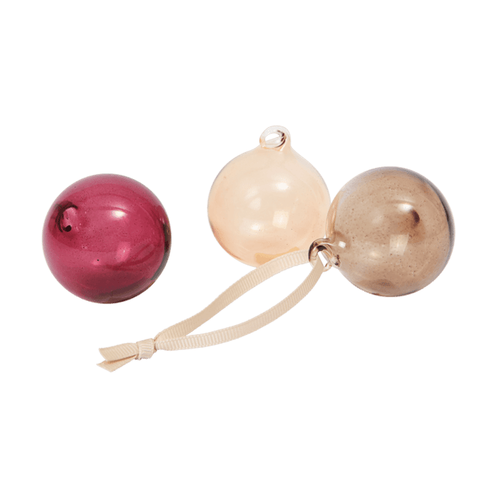 Glasskule julekuler S Ø4 cm 3 deler - Roseate Translucent - Ferm Living