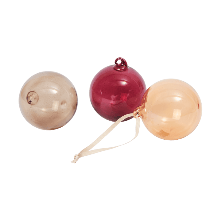 Glasskule julkulor M Ø8 cm 3 deler - Roseate Translucent - Ferm Living