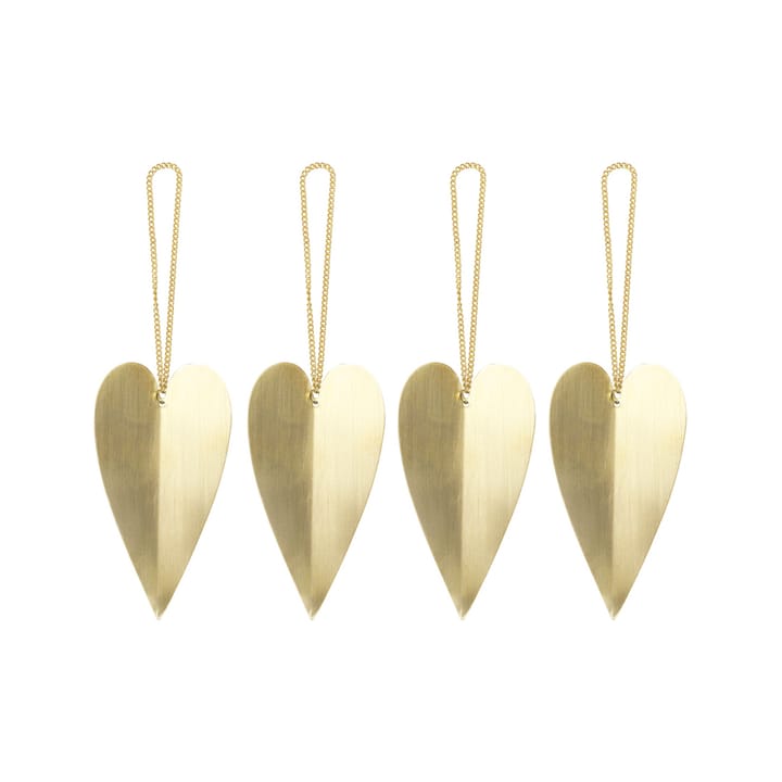 Heart brass juletrepynt, 4-stk. Ferm Living