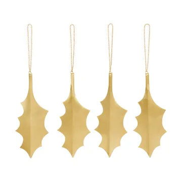 Holly leaf dekorasjonsanheng 13,5 cm 4-pakning - Messing - Ferm Living