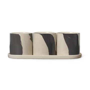 Inlay urtekrukke med fat 4 deler - Sand-brown - Ferm Living