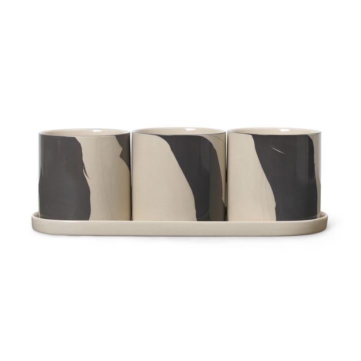 Inlay urtekrukke med fat 4 deler, Sand-brown Ferm Living