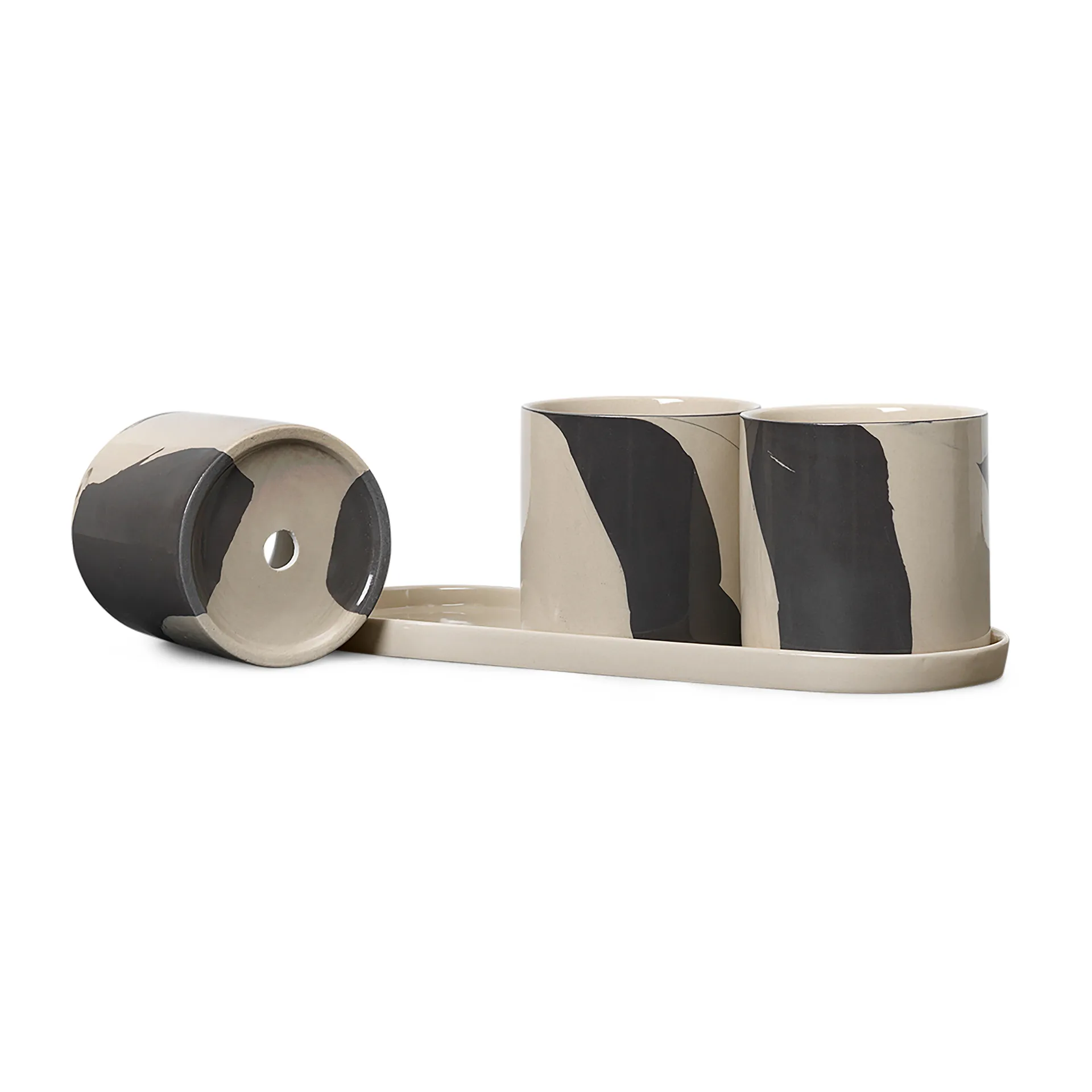 Inlay urtekrukke med fat 4 deler, Sand-brown Ferm Living