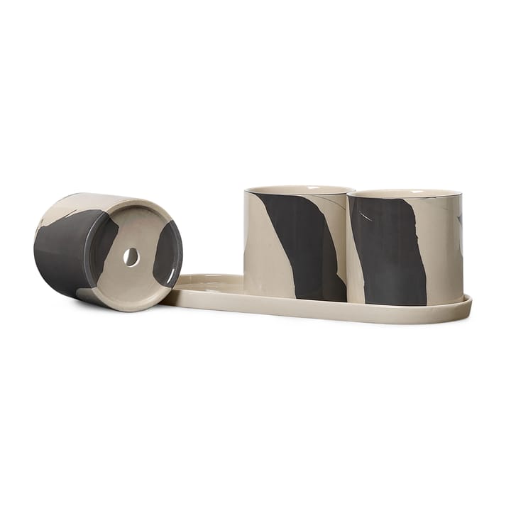 Inlay urtekrukke med fat 4 deler, Sand-brown Ferm Living