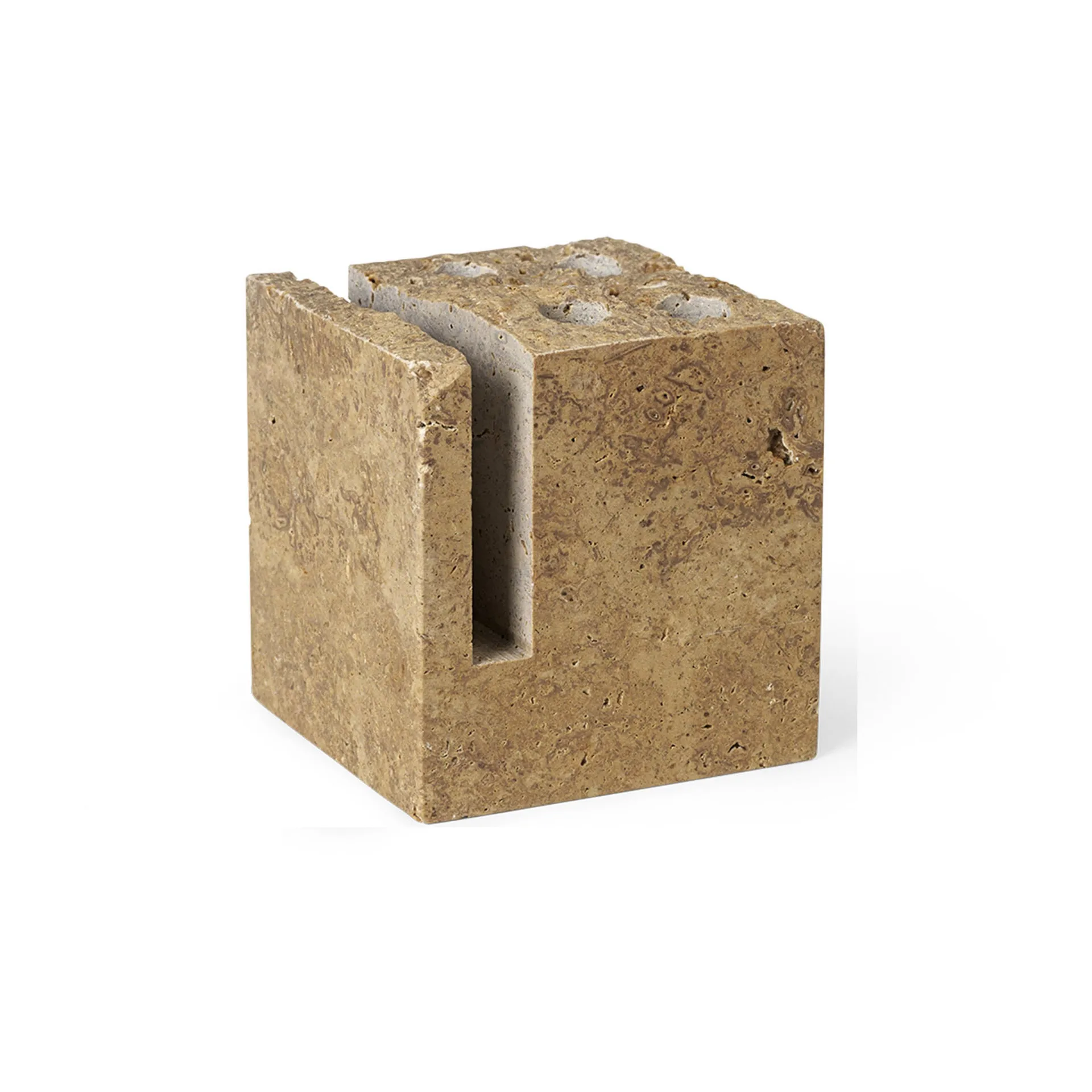 Klint penneholder 9 x 9 cm, Beige travertin Ferm Living