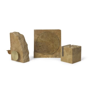 Klint penneholder 9 x 9 cm - Beige travertin - Ferm Living