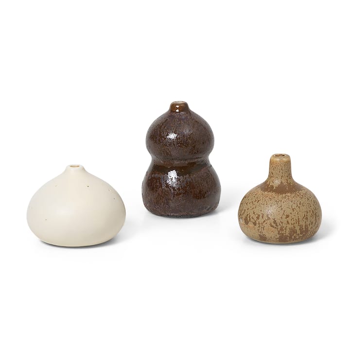 Komo vase mini sett med 3 - Brown-white - Ferm LIVING