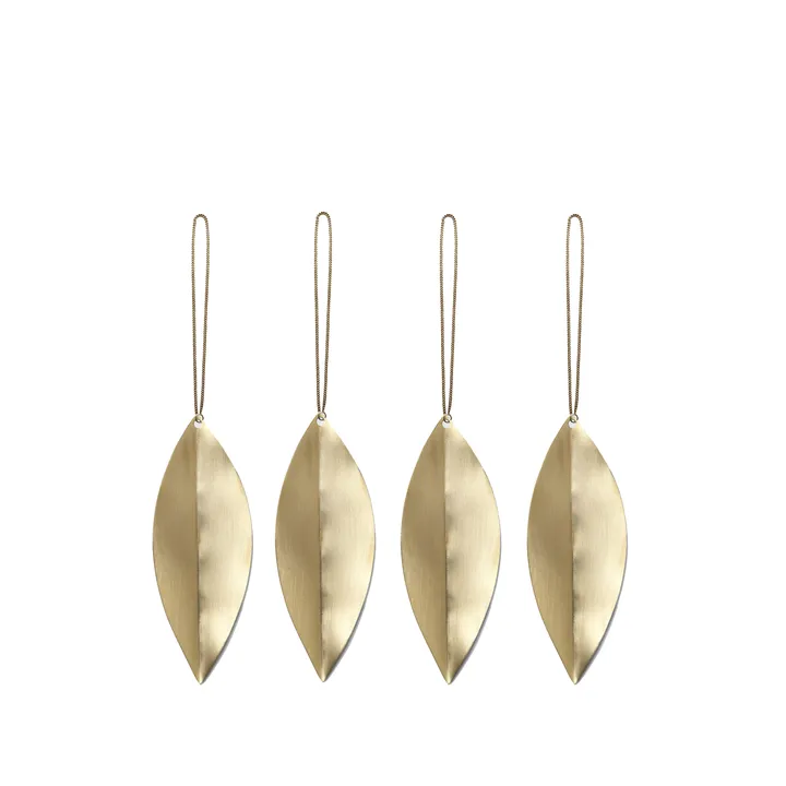 Leaf juletrepynt - Brass, 4-stk - Ferm Living