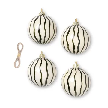 Lines julekuler Ø 8 cm 4-pakning - Grønn - Ferm Living