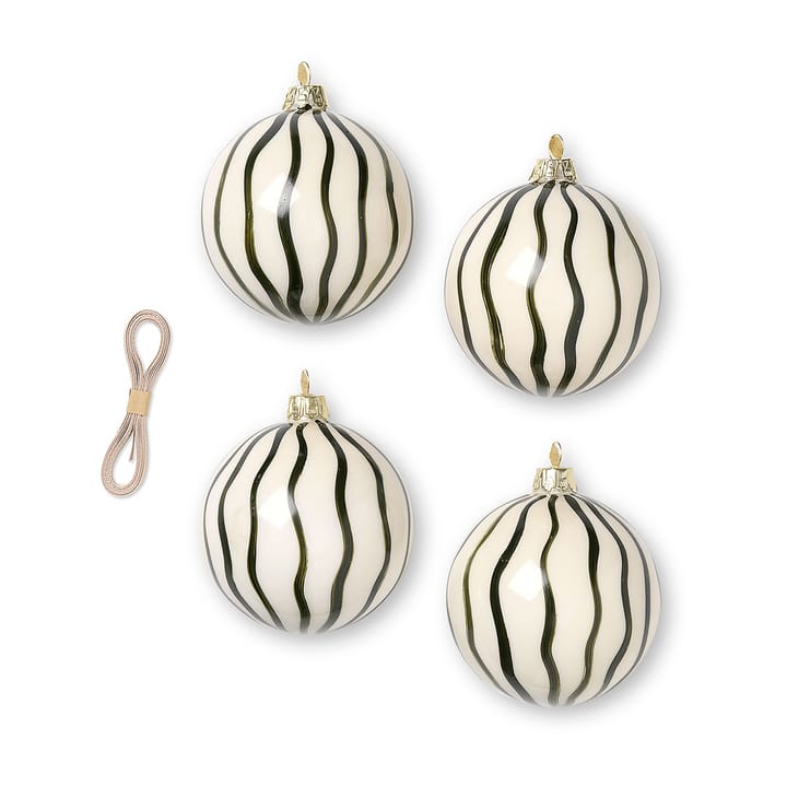 Lines julekuler Ø 8 cm 4-pakning - Grønn - Ferm Living