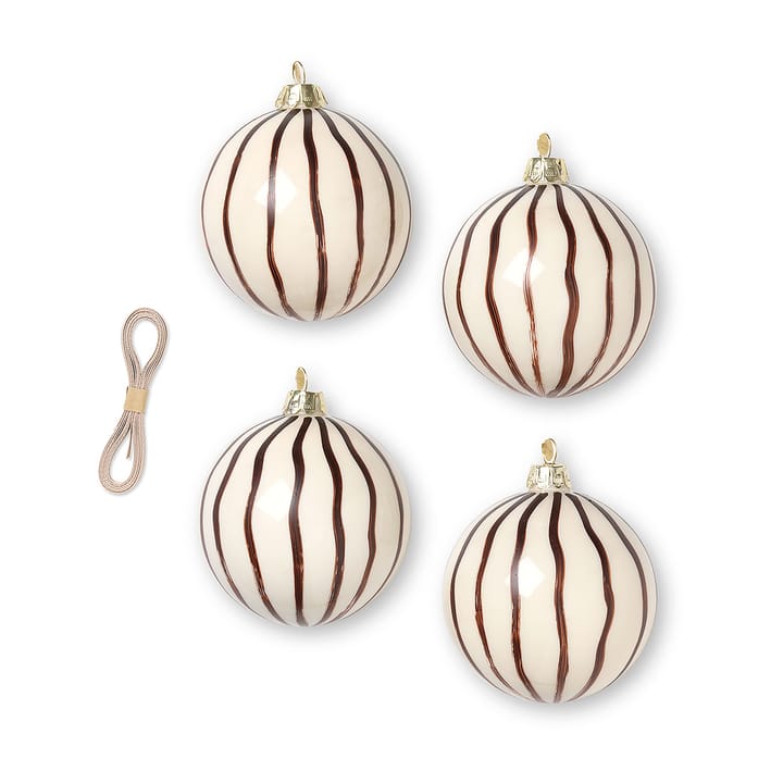 Lines julekuler Ø 8 cm 4-pakning - Rød-brun - Ferm Living