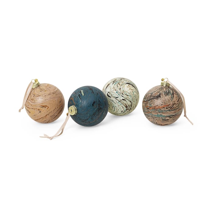 Marble dekorasjonskule mixed 4-pakning, Large Ferm Living