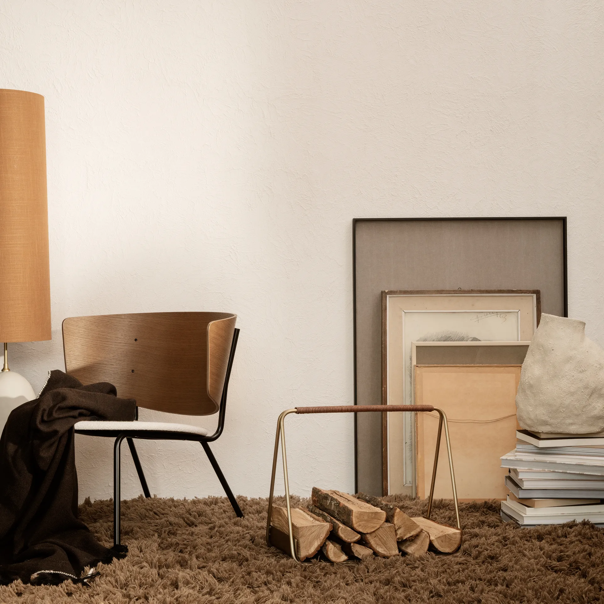 Meadow High Pile gulvteppe 140x200 cm, Dark beige Ferm Living