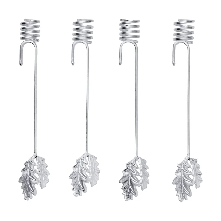 Oak leaf christmas tree lysestake 4-pakning - Silver - Ferm Living