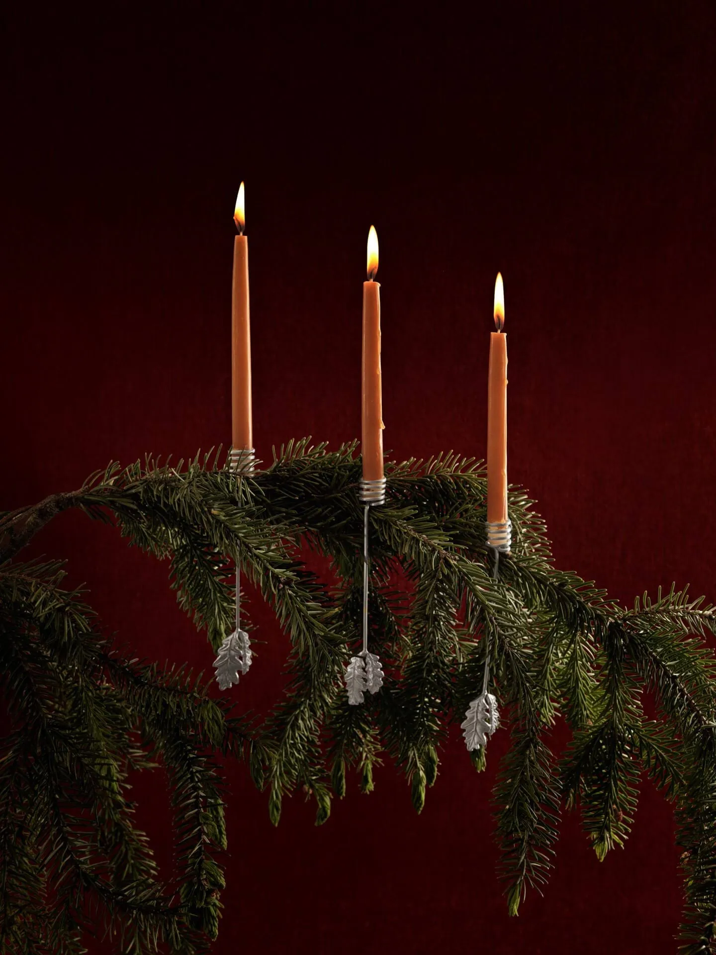 Oak leaf christmas tree lysestake 4-pakning, Silver Ferm Living
