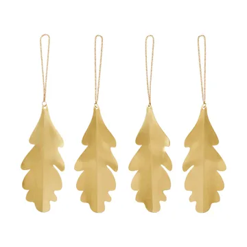 Oak leaf  dekorasjonsanheng 13,5 cm 4-pakning - Messing - Ferm Living
