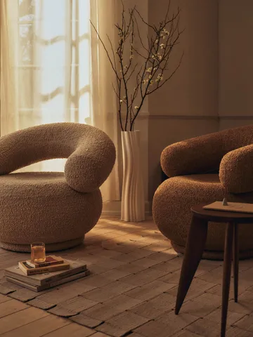 Orbo Lounge-stol svingbar - Raw bouclé - Tan - Ferm Living