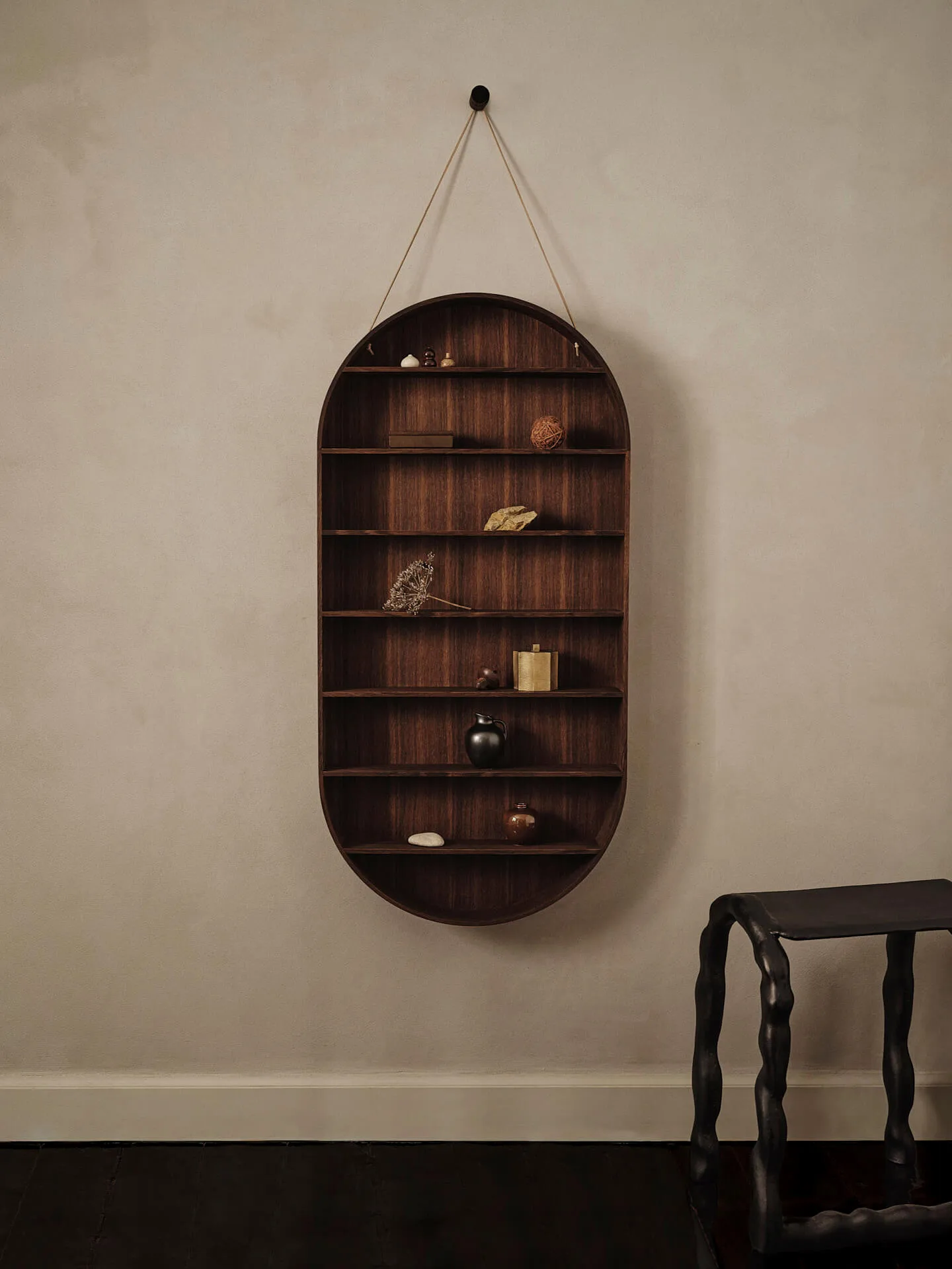Oval Dorm hylle, Smoked oak Ferm Living