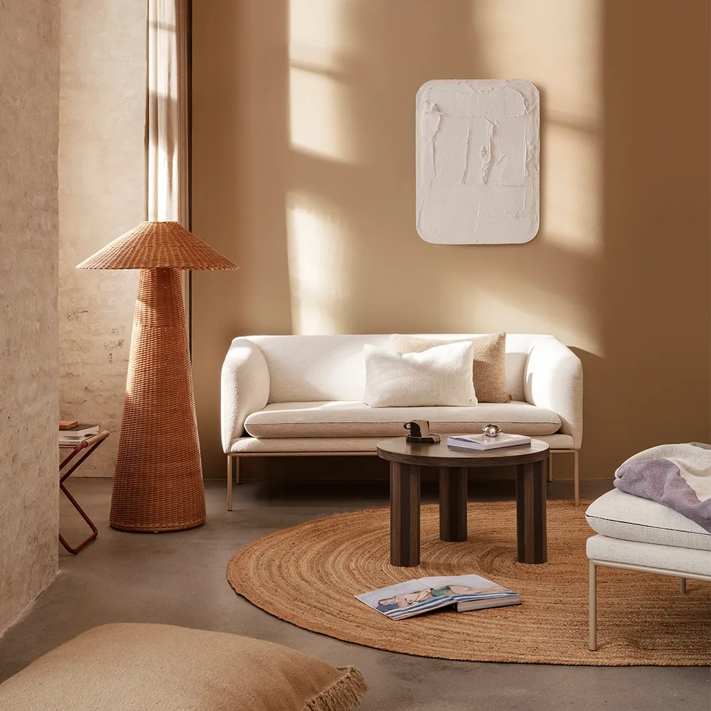 Post sofabord, oak smoked, small, lines Ferm Living