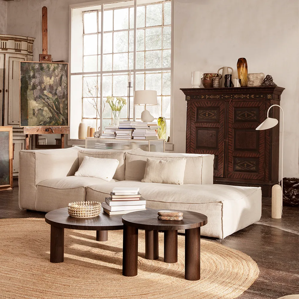 Post sofabord, oak smoked, small, lines Ferm Living