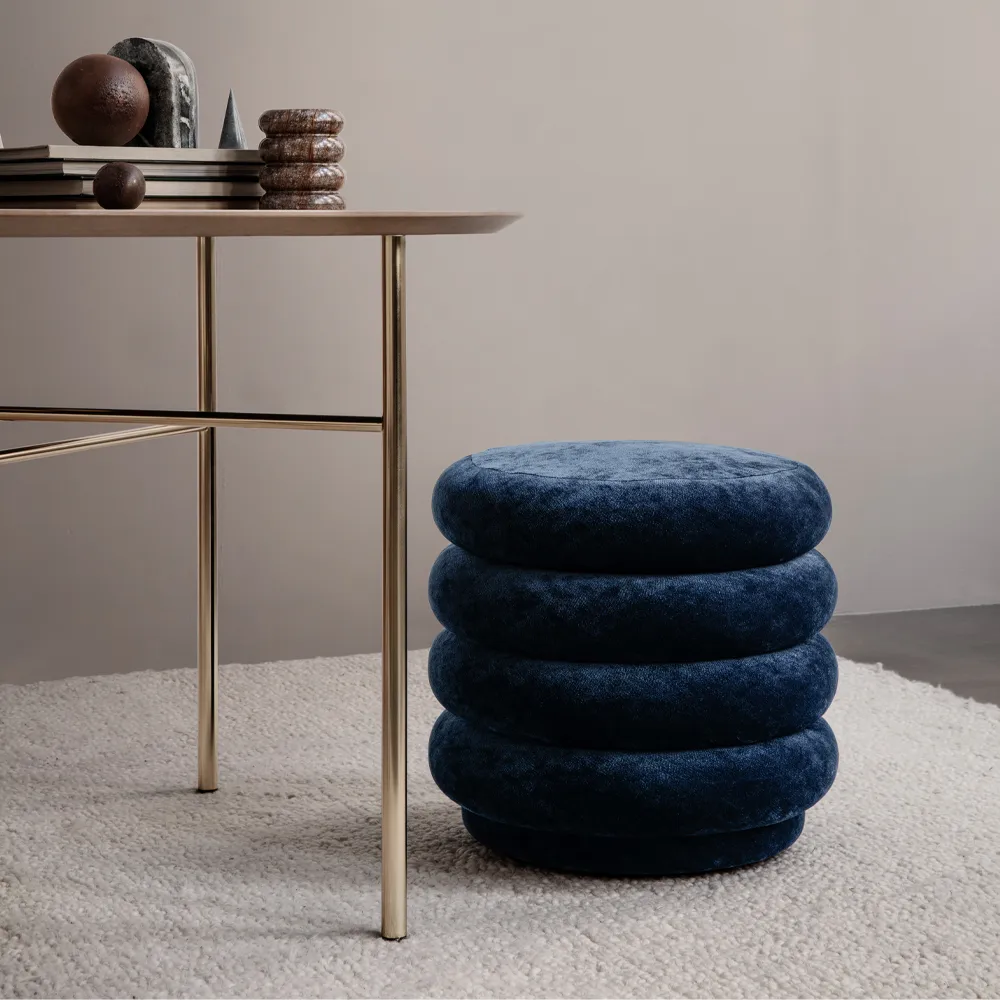 Pouf Round sittepuff, tekstil faded velvet 3 forest Ferm Living
