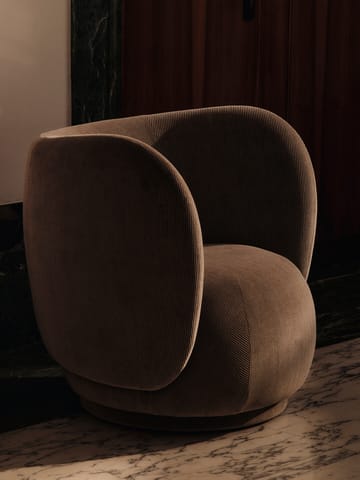 Rico lounge chair lenestol swivel - Devoré velvet-Flint grey - Ferm Living
