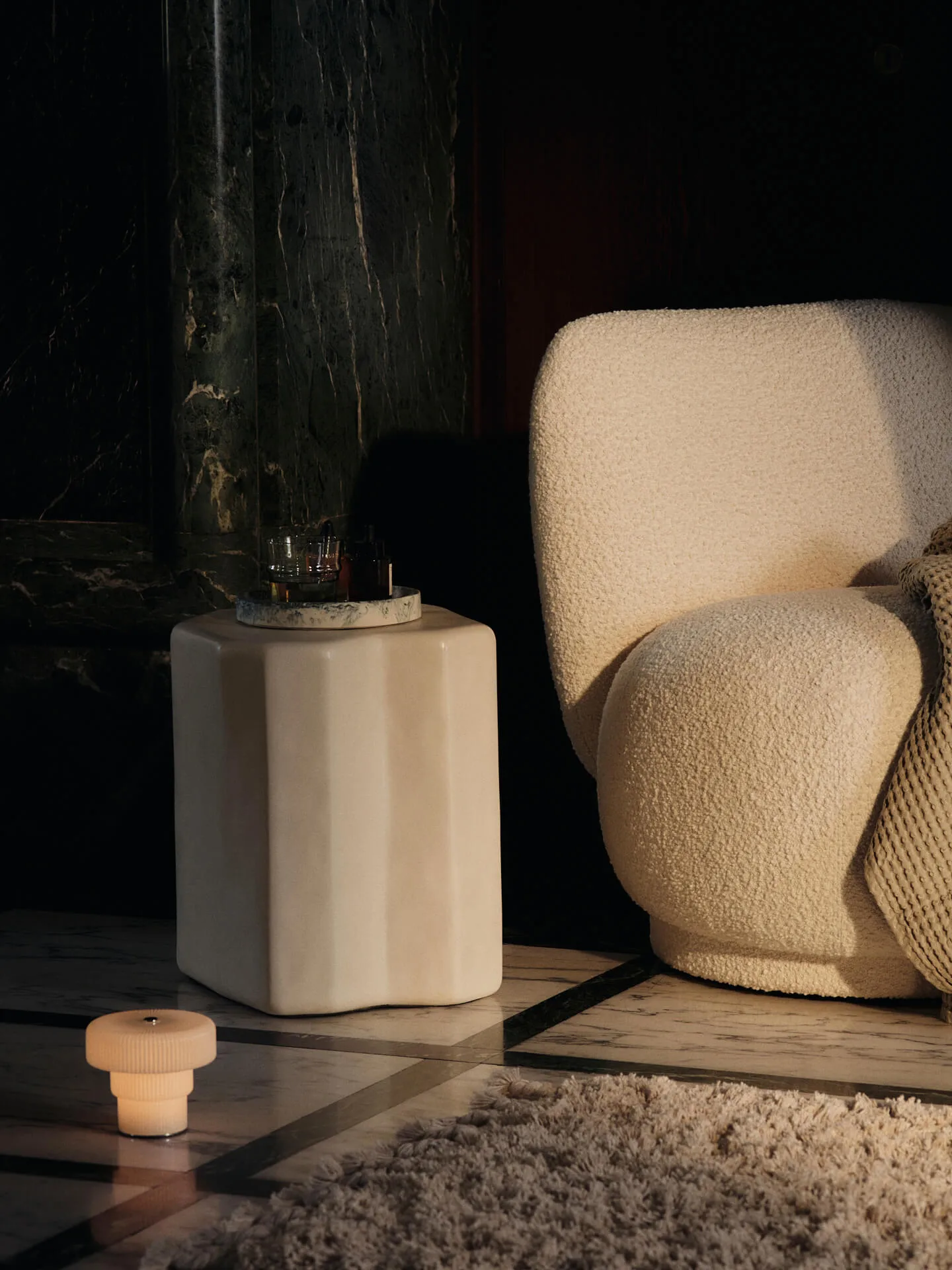 Rico lounge chair piccolo lenestol, Nordic Bouclé-Off-white Ferm Living