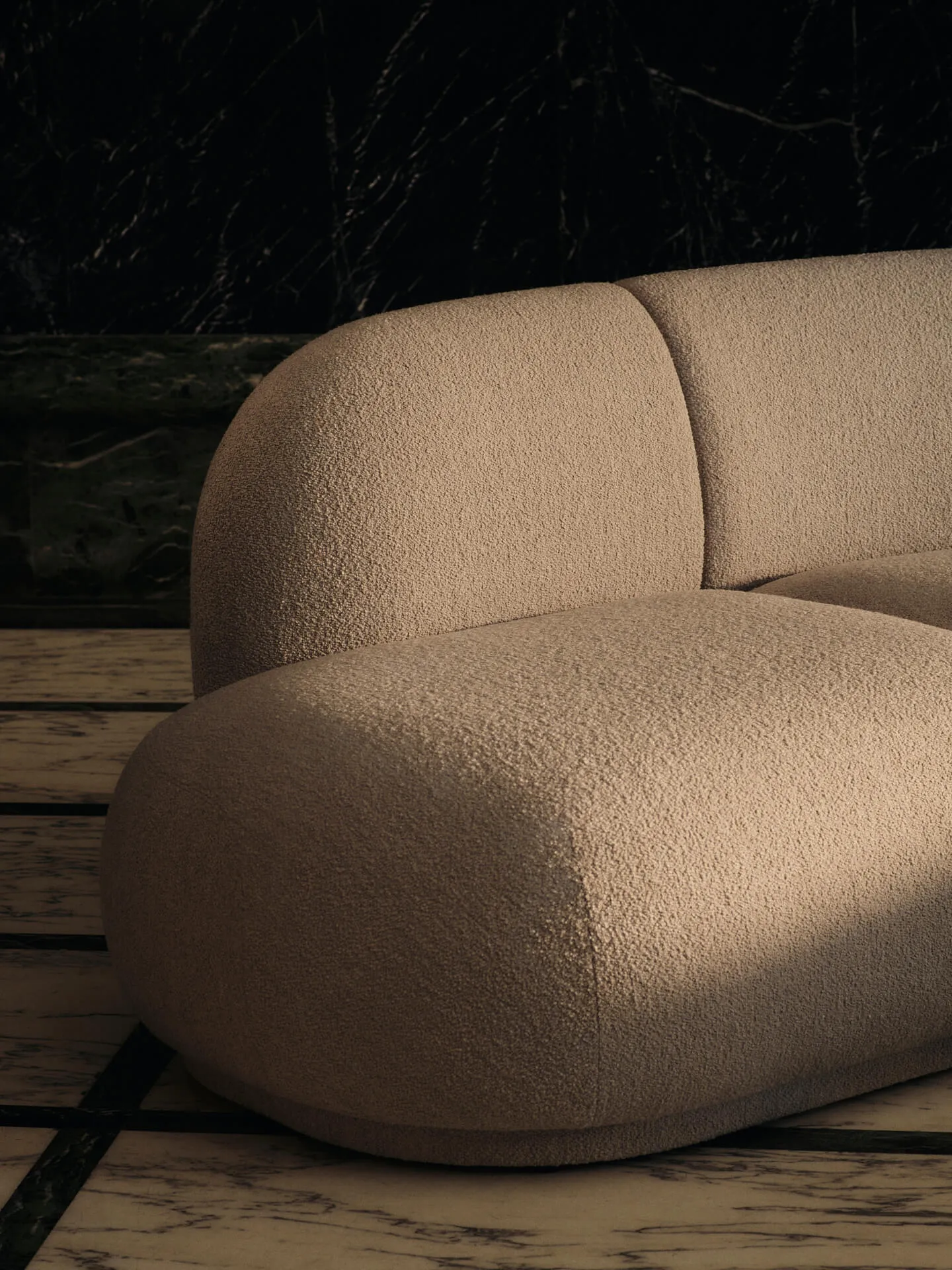 Rico open sofa modul L, Soft bouclé-natural Ferm Living