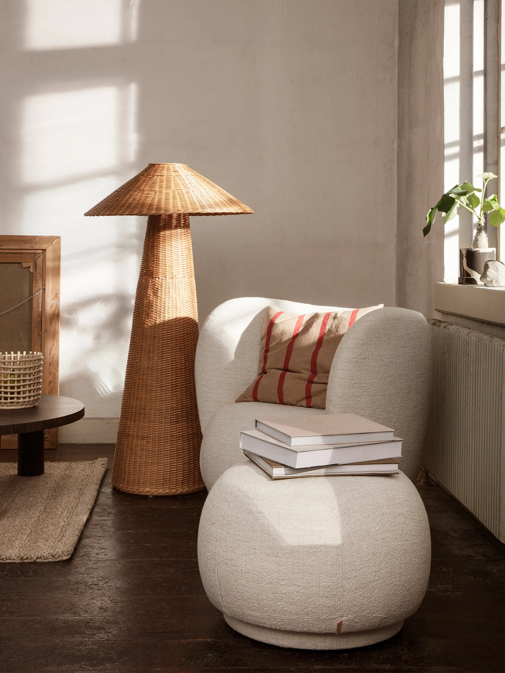 Rico pouf puff, Bouclé offwhite Ferm Living