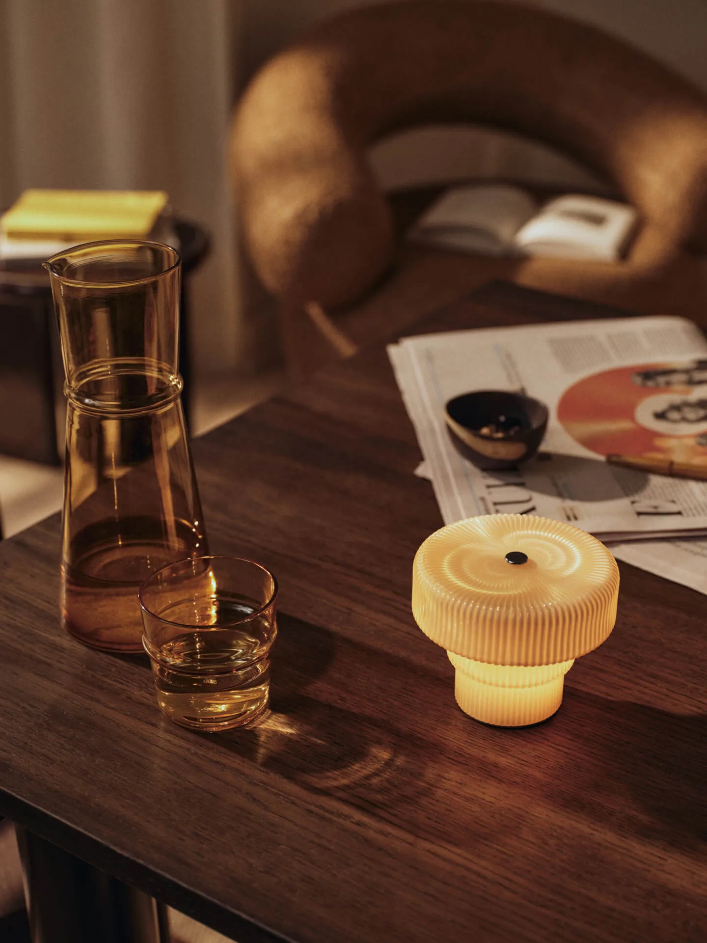 Ripple bærbar bordlampe 10 cm, Oat Ferm Living