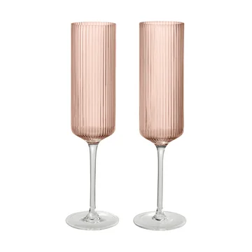 Ripple Champagne flutes champagneglass 15 cl 2-pakning - Blush - Ferm Living