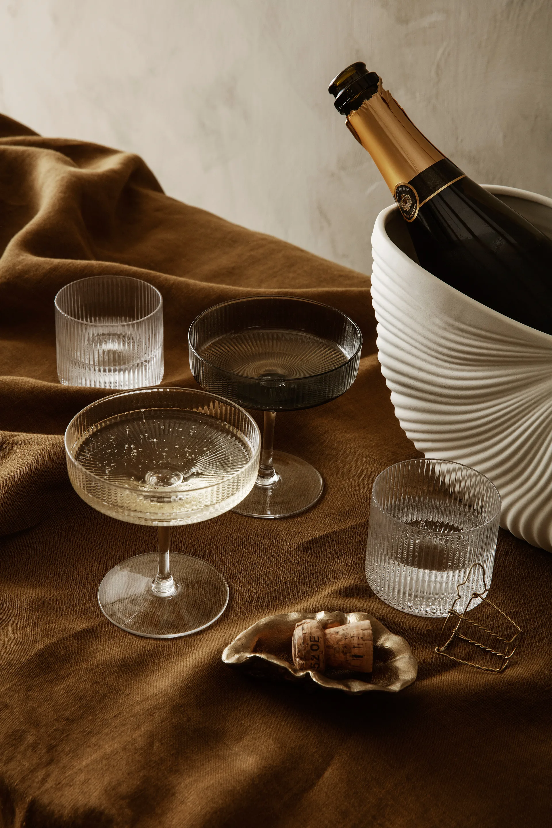 Ripple champagneglass 2-pakn., klar Ferm Living