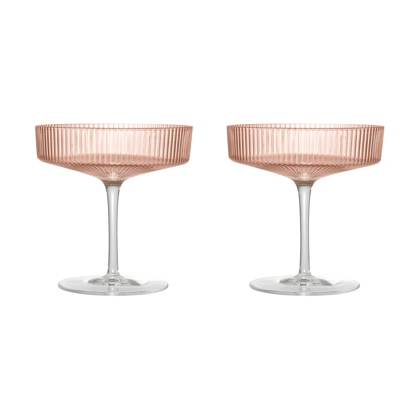 Ripple champagneglass 2-pakning, Blush Ferm Living