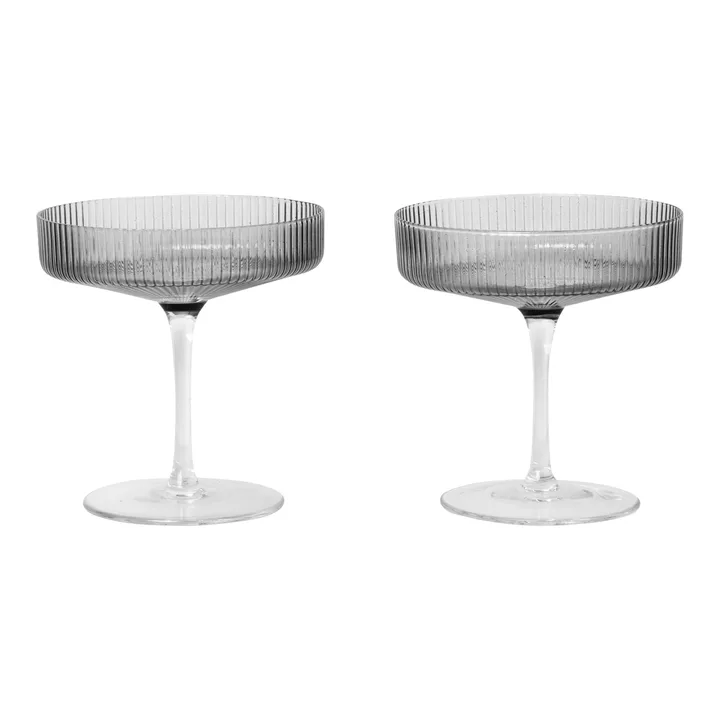 Ripple champagneglass 2-pakning - Smoked grey - Ferm Living