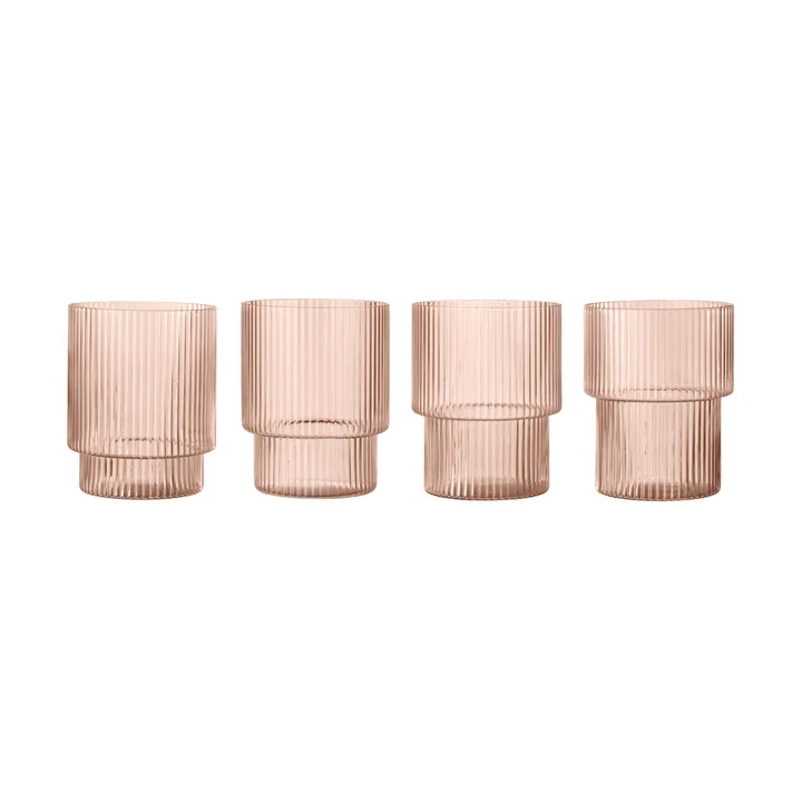Ripple glass 4-pakning - Blush - Ferm Living