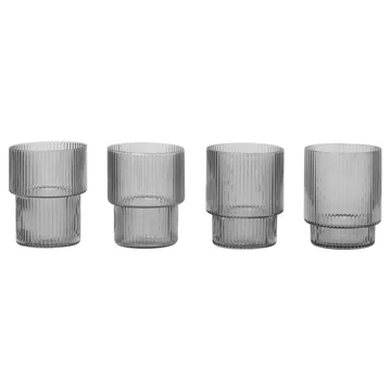 Ripple glass 4-pakning - Smoked grey - Ferm Living