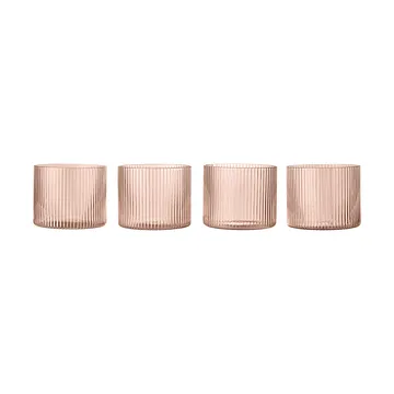 Ripple glass lavt 4-pakning - Blush - Ferm Living