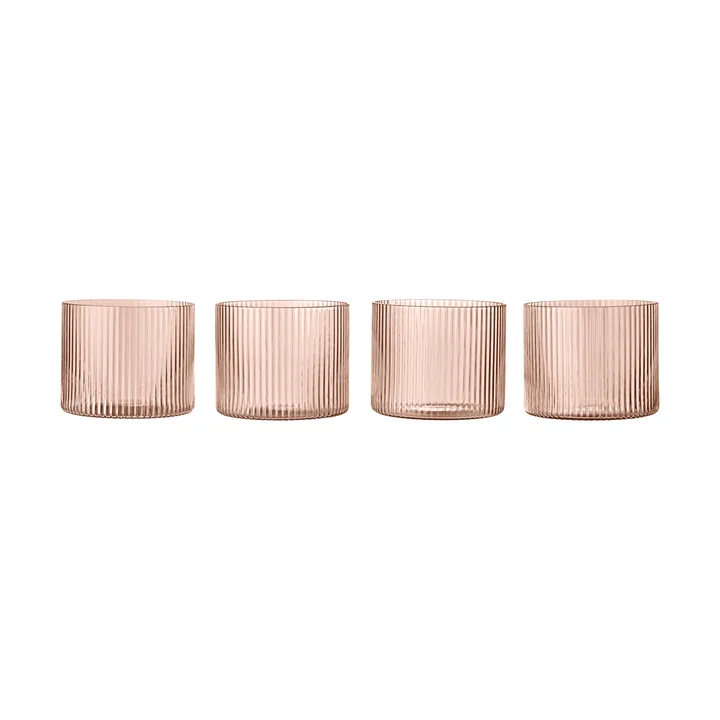Ripple glass lavt 4-pakning - Blush - Ferm Living