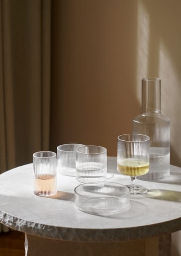 Ripple glass lavt 4-pakning - Clear - Ferm Living